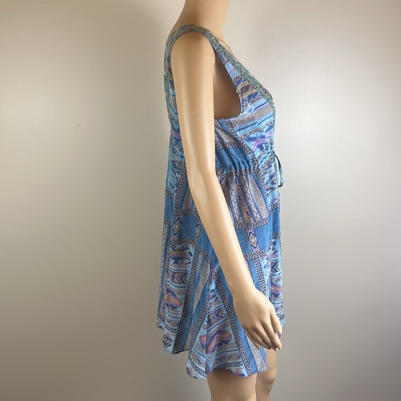 Camilla Embellished 100% Silk V-Neck Boho Mini Dress - Picture 5 of 9